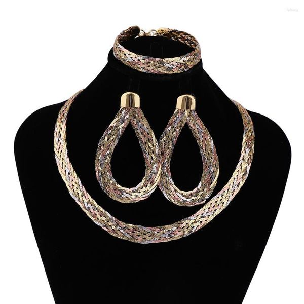 Kolye küpeleri Set Faslı Renkli Mücevherli Mücevherler Kadın Bilezik Kesme Örme Tasarım Moda Zarif Stil Düğün
