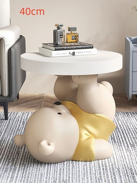 Mesa lateral exclusiva e elegante da estátua do urso vigoroso - complemento perfeito para a decoração da sua sala de estar - sofá de café nórdico, armário de cabeceira de canto (230705)