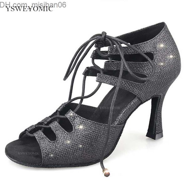 Kleid Schuhe Latin Salsa Bachata Ballroom Dance Schuhe Weiche Hohe Qualität Schwarz Glänzende frauen Latin Tanz Schuhe Wildleder Laufsohle z230712