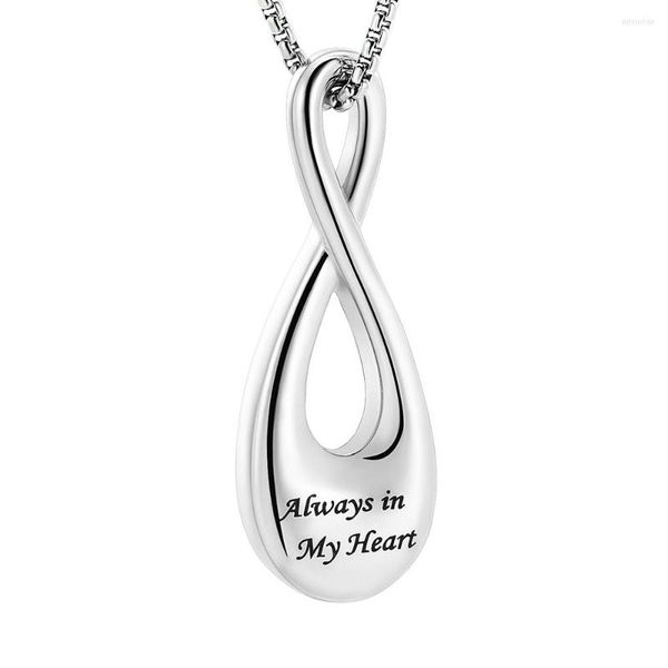 Colares com pingente de nome personalizado Infinity Love Ash memorial lembrança colar de aço inoxidável para mulheres, homens, mini joias de cremação