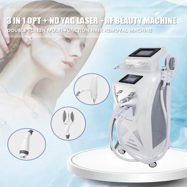 Multifunzionale 3 in 1 Q Switched Nd Yag Laser Ipl Doppio schermo con Pico Tattoo Removal 808nm Macchina per la depilazione del laser a diodi