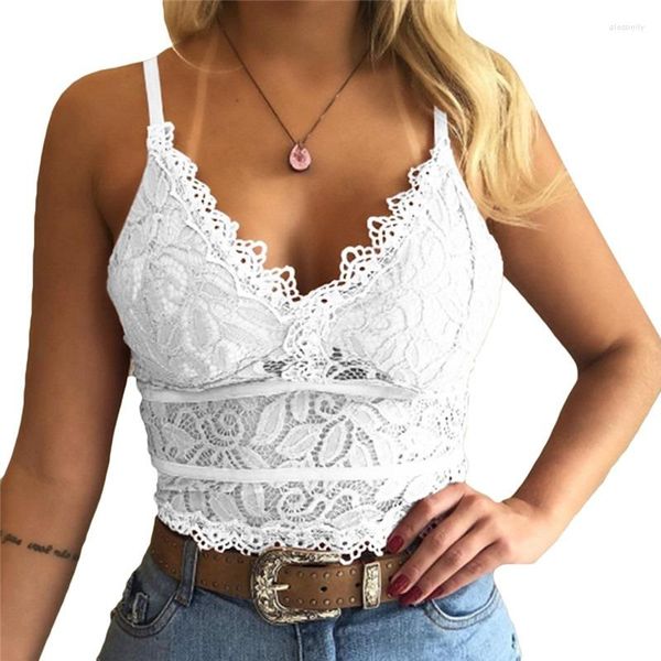 Tanques femininos Sutiãs de renda femininos Tops de alças confortáveis Bralette cor sólida Beleza Roupa interior sexy Colete feminino Add Pad Sem fio Sutiã