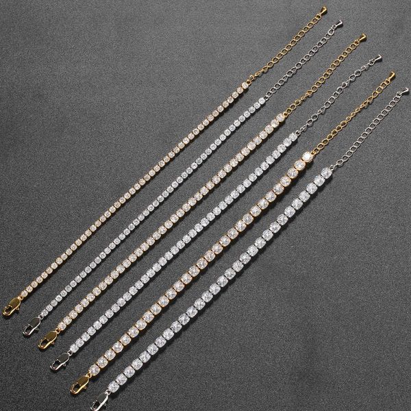 Corrente de tênis de garra de 3 mm, 4 mm, 5 mm, corrente de tornozelo, pé, hip hop, corrente de extensão de 8 polegadas + 2 polegadas, banhada a ouro, com zircônia cúbica, pulseira de tornozelo minimalista para mulheres