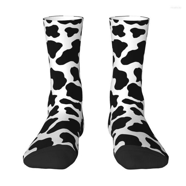 Herrensocken, modisches Kuh-Druckmuster, Kleid, Unisex, warm, atmungsaktiv, 3D-Druck, Flecken, Fell, Leder, Crew