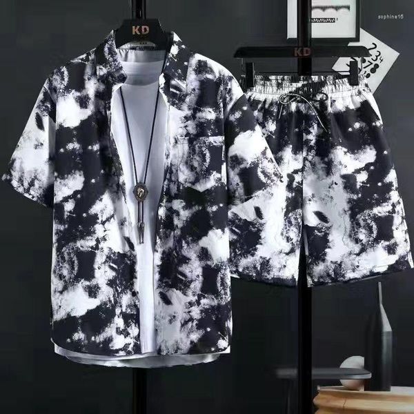 Erkek Hoodies 2023 Yaz Işık Lüks Moda Konforlu Sıradan Takım Erkekler Kısa Kollu Gömlek Şortları Butik Giyim Basit Stil
