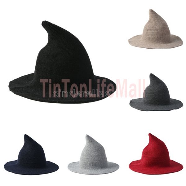 Cadılar Bayramı Cadı Şapkası Erkekler ve Kadın Yün Örgü Şapkalar Moda Katı Kız Girliler Hediyeler Parti Fantezi Elbise DHL G0706