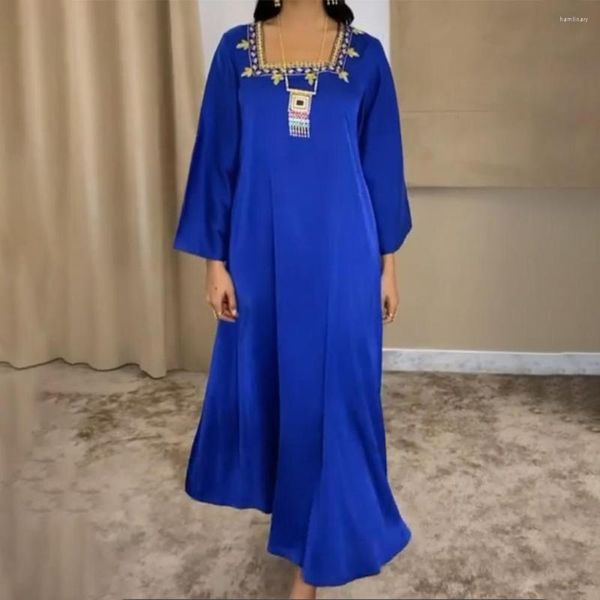 Roupas étnicas Ramadan Eid Satin Abaya Dubai Kaftan Muslim Dress Turquia Islam Djelaba Robe Longue Femme Muçulmana Abayas Vestidos Caftan