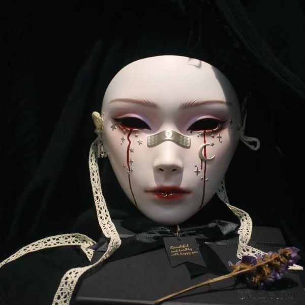 Diğer Etkinlik Partisi Malzemeleri Cadılar Bayramı Maskesi Antik Stil Tam Yüz Gözyaşları Humble Xinghe Han Kostüm Dans Makyajı 230705