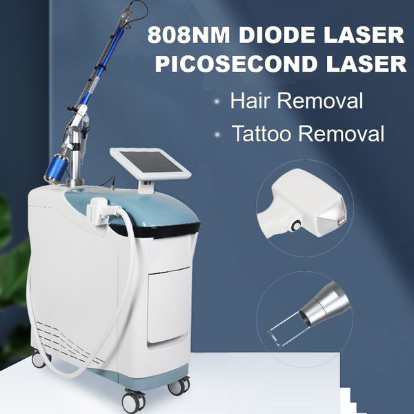2 IN 1 Laser Tattoo Entferner Haarausfall Pigment Entferner Maschine Pikosekunden Laser Haut Bleaching 808 nm Diode Laser Enthaarung schönheit Ausrüstung