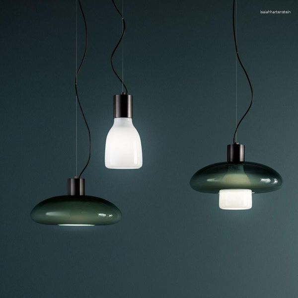 Pendelleuchten, italienisch, schlicht, grünes Glas, Einzel-Esszimmerlampe, LED-E27-Beleuchtung, warmweiß, Nachttisch, Wohnzimmer, Innendekoration, Hängeleuchte