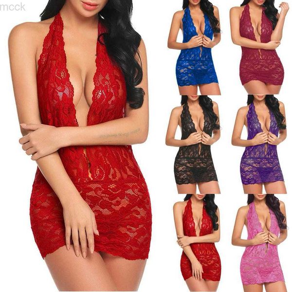 Andere Höschen Neue Frauen Spitze Teddy Plus Größe Mode Lässige Dessous Sexy Tiefem V Neckholder Einteiliges Bodysuit Nachthemd Sexy Linger Kleid HKD230706