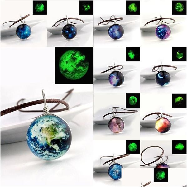 Collane con ciondolo Fashion Starry Outer Space Universe Gemstone Glow In The Dark Glass Ball Collana per donna Uomo S Mix Mode Dhjuw