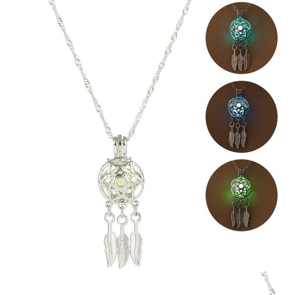 Colares com pingente oco Dreamcatcher luminescente para mulheres que brilham no escuro Dream Catcher declaração gargantilha moda jóias drop del dhjqy