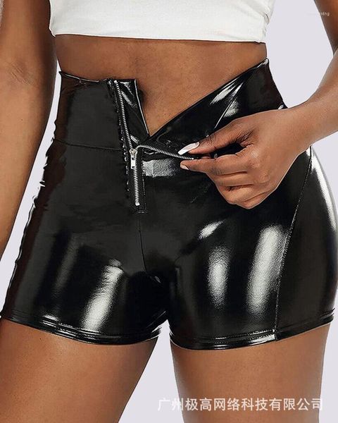 Женские шорты PU кожаная застежка на застежке с высокой талией Sexy Summer Spring Women Pants Skinny