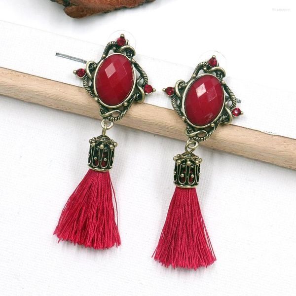 Baumelnde Ohrringe Ruifan Rot/Grün/Blau/Schwarz Vintage Harz Böhmische Quaste Für Frauen Europa 2023 Trendy Geometrische Boho Schmuck YEA318