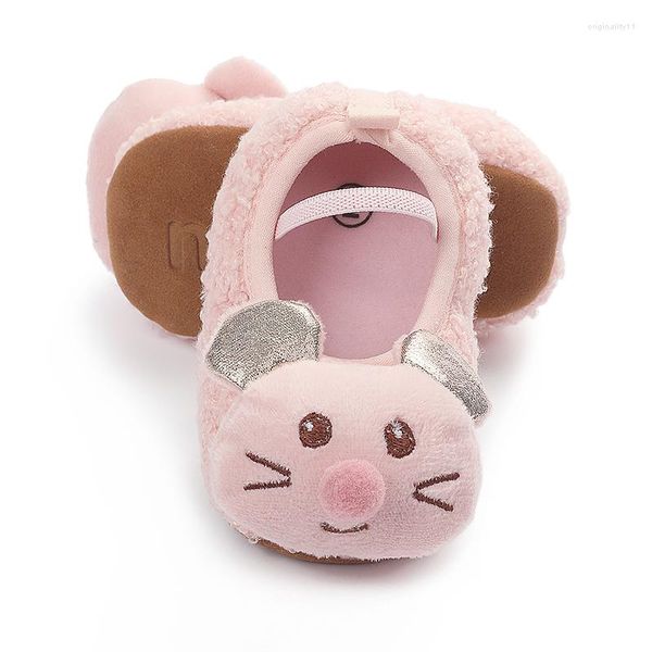 Sapatos esportivos infantis meninos meninas chinelos quentes sola macia bonito desenho animado mouse primeiro andador antiderrapante mocassins de bebê