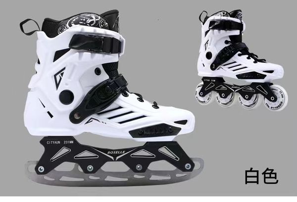 Buz patenleri çift kullanın çıkarılabilir hokey bıçağı ayakkabıları termal sıralı roller patines kadınlar için nefes alabilen su geçirmez erkek çocuklar 230706