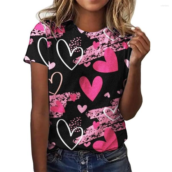 T-shirt da donna T-shirt stampate amore 3D per camicia O-collo manica corta Harajuku Top donna Y2K T-shirt oversize Abbigliamento donna