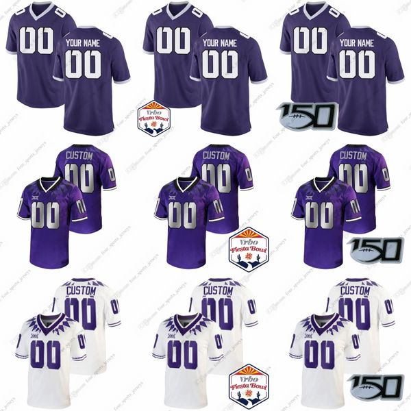 Personalizado NCAA TCU Horned Frogs Camisas de futebol universitário Scheets Wiley Brockermeyer Coker Coleman Dotson-Oyetode Gaubert Harris Hayes Lanz Lott Nichols Patrick