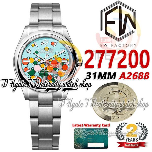 EWF EW277200 A2688 Automatische Frau Watch 31 mm türkisblau Blaues Feier Motif Dial Stick Marker 904L Stahl Oystersteel Armband Super Edition Eternity Uhren