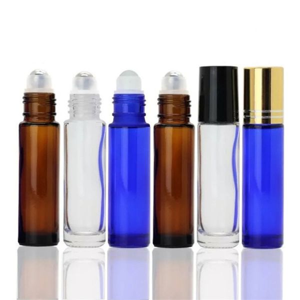 10 ml di vetro Roll On Bottiglie bicchieri trasparenti Rotoli Bottiglia di perline Profumo Split-bottle Mini cosmetici portatili Bottiglie vuote via mare T9I002362