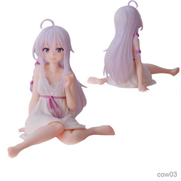 Action Leksaksfigurer 9 cm Vandrande häxa Anime Figur Pyjamas Elaina Sittställning Action Figur Samling Modell Chassi Bilprydnader Leksaker Present R230706