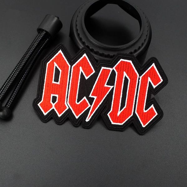 Moda vermelho ACDC Emblemas de engomadoria Adesivos de música rock bordados apliques para jaqueta jeans Faça você mesmo Patchwork275C