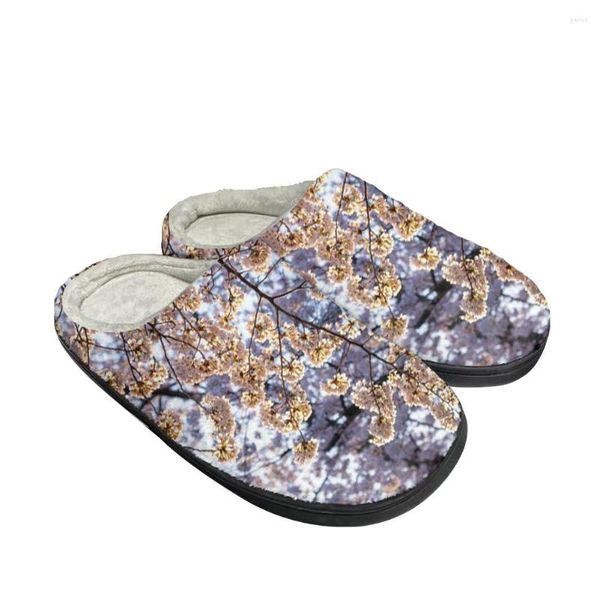 Terlik Kiraz Çiçeği Sakur Moda Pamuk Özel Erkek Kadın Sandaletler Peluş Peluş Sıradan Sıcak Ayakkabılar Termal Termal Rahat Terlik