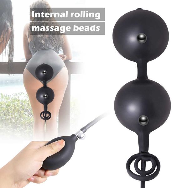 Plugue Anal Inflável Enorme Expansor Bdsm Preto Bunda Construído em Contas de Massagem Brinquedos Sexuais para Homens Mulheres Gay230706