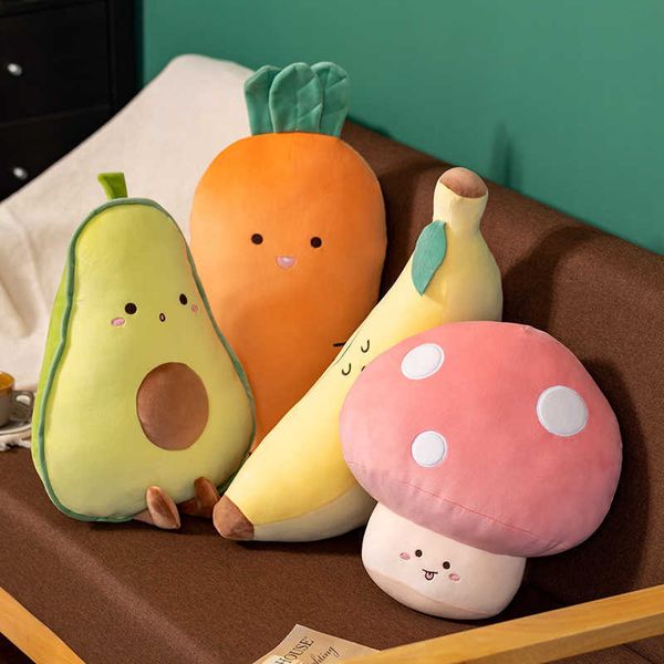 Animali di peluche farciti 55 cm Avocado Banana Giocattoli di peluche Carino Carota Fungo Cuscino Cuscino Kawaii Frutta Bambola di pezza Giocattoli per bambini Regalo di compleanno HKD230706