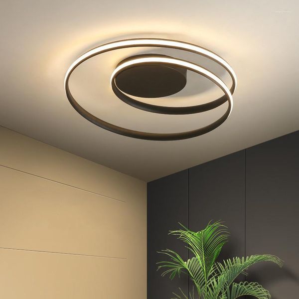 Plafoniere LED moderno Lampada ad anello creativo Soggiorno Camera da letto Studio Sala da pranzo Lampada da tavolo Art Déco dimmerabile a distanza in alluminio