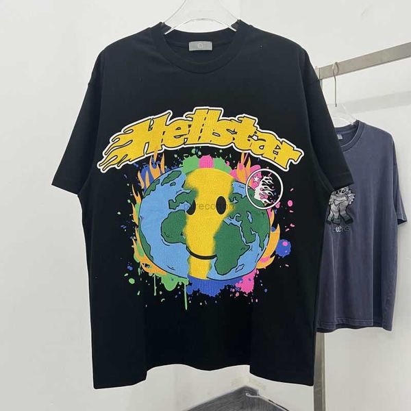 Designer de roupas de moda camisetas camisetas Hellstar Studios Globe verão americano masculino e feminino solto camiseta de manga curta Earth Letter Print t Trend Rock Hip hop