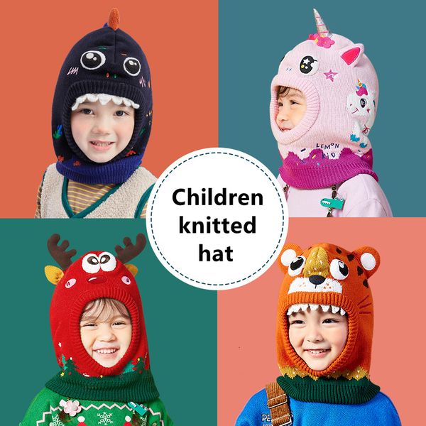 Mützen Hüte Winter Nette Kinder Cartoon Einhorn Schal Handschuhe Hut Doppel Fleece Wärme Junge Mädchen Kind Herbst Winddicht Stricken 230705