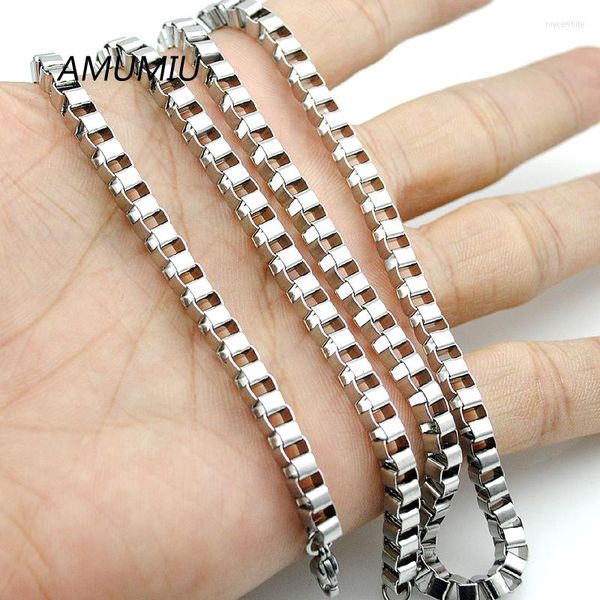 Ketten Amumiu 40–70 cm Männer Box Halskette 4 mm Punk Edelstahl Cool Metall Junge Mann Schmuck 1 Stück HZN004A