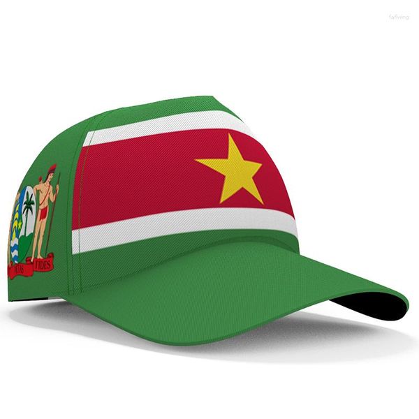 Ball Caps Suriname Baseball Бесплатное название номера команда логотип Sr Hat Sur Country Travel Dutch Nation Sranan Flag Sarnam Headgear