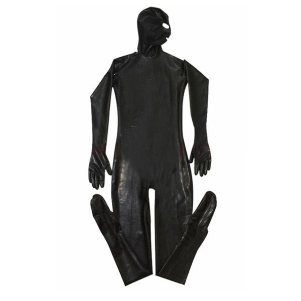 Collant erótico Gay Men Sexy Fetish Latex Nightclub Catsuit PVC Trajes Prisioner Cosplay Body Suit Black Leather jumpsuit285W