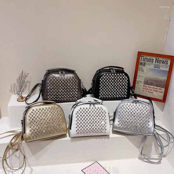 Borse da sera Borsa a tracolla in pelle da donna Design con strass Zaino in vimini Zaino da donna Messenger Zipper Super Flash Crossbody Borsa casual