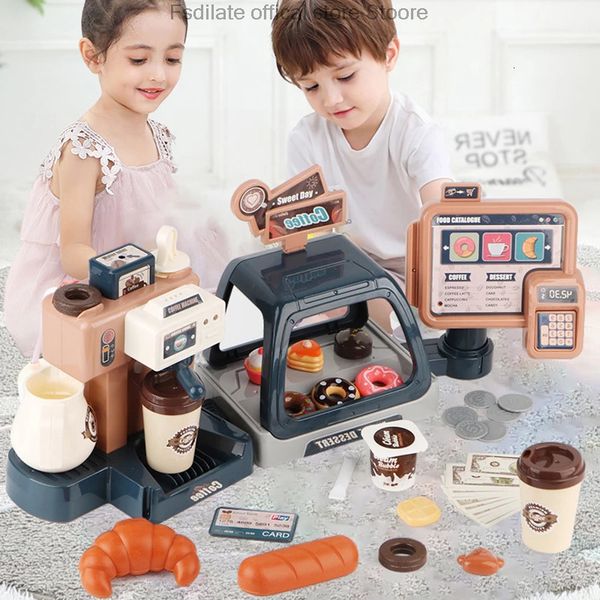 Modelagem de Massa de Barro Máquina de Café Brinquedo Conjunto Infantil Brinquedos de Cozinha Simulação Comida Pão Bolo Fingir Brincar Compras Caixa Registradora Para Crianças 230705