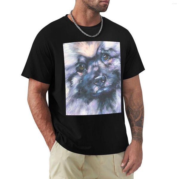 Camiseta Polo Masculina Keeshond Fine Art Painting T-Shirt Short Vintage Clothing Graphics T-Shirt Mens White Shirts