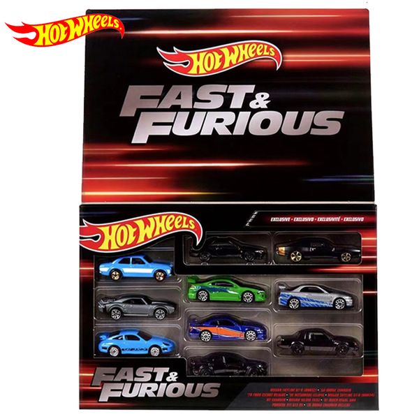 Diecast Model Original Wheels Car Fast Furious Vehicles 1 64 10 Pack Nissan Skyline GTR Silvia Ragazzi Giocattoli per bambini Collector 230705