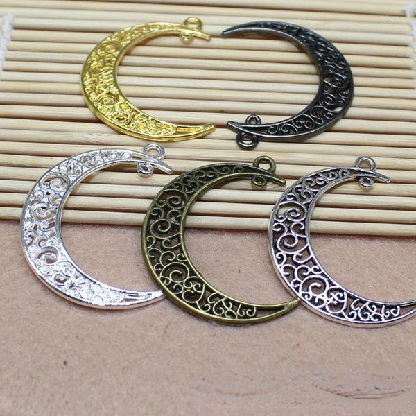 Colares com pingente Multicolor Choice Double Hole Link Moon Hollow Out Alloy Manual Colar DIY Accessories Designer Charms