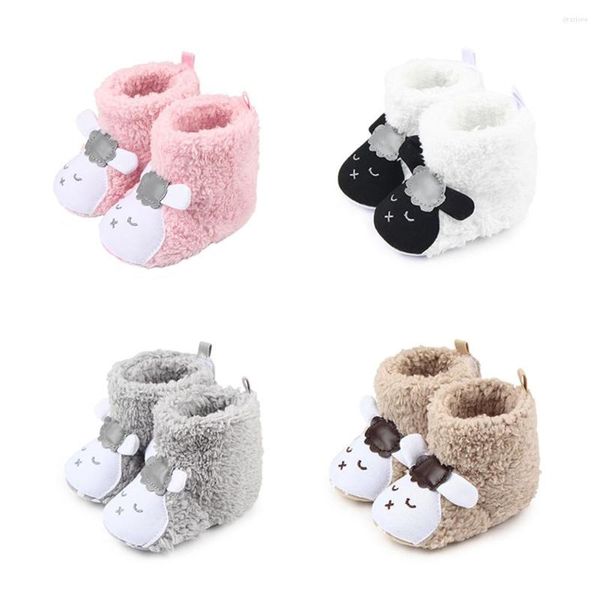 Sapatos esportivos para bebês meninas meninos botas de inverno quentes de lã coral fofas estilo animal de desenho animado botas de neve antiderrapantes primeiros caminhantes