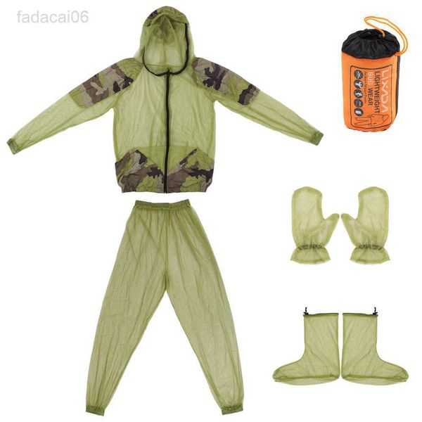 Angelzubehör Outdoor-Mückenschutzanzug Insektenjacke Mesh-Kapuzenanzüge Angeln Jagd Campingjacke Insektenschutz-Mesh-Shirt HKD230706