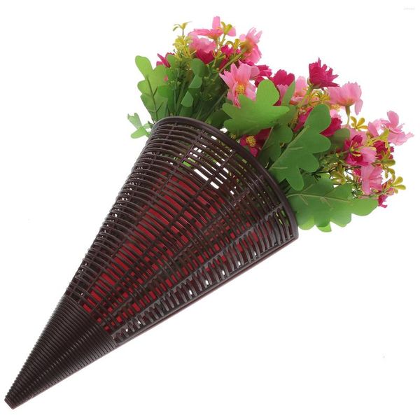 Cestas de flores decorativas para plantas penduradas na parede Cesta artificial falsa tecida de vime de plástico varanda decoração de casa de fazenda