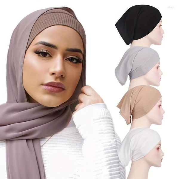 Vestuário étnico Feminino Muçulmano Lenço de Baixo Cobertura de Cabeça Lenço de Cabeça Interno Hijab Boné Boné Islâmico Chapéu Bone Turbante Mujer