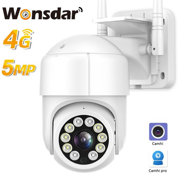 Câmeras IP Cartão SIM 4G Câmera IP 5MP HD PTZ Câmera Ao Ar Livre WIFI Segurança Sem Fio CCTV Câmera Rastreamento Automático Vigilância por Vídeo P2P Camhiapp 230706