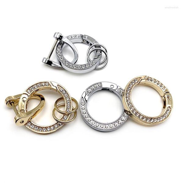 Schlüsselanhänger Mode Luxus Strass Schlüsselbund Kristall O Ring Frühling Schlüsselanhänger Steigbügel Schlüsselanhänger Metall Verbindungsschnalle Schlüsselanhänger Halter Frauen