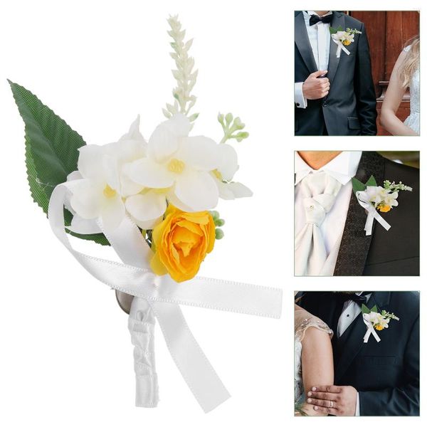 Flores decorativas 2 peças Vestido de noiva Boutonniere Acessórios masculinos Fornecimento de casamento Corsage Noivo Decoração botânica