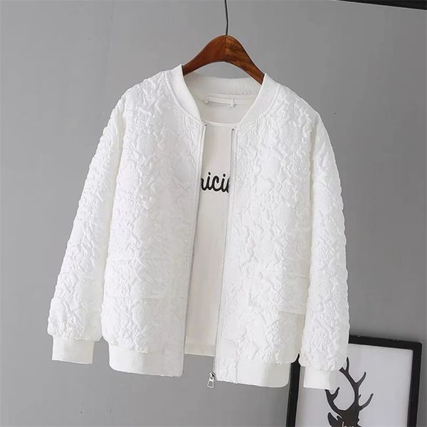 Damenjacken Einfarbige Damen Kurze Baseballjacke Koreanischer Frühling Lässige weiße Jacke Top Weibliche Strickjacke Reißverschlussjacken Mode 230705