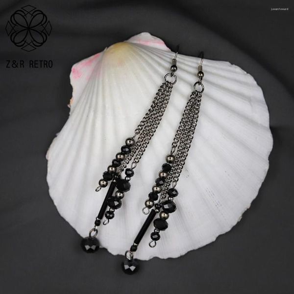 Orecchini pendenti vintage lunghi appesi con perline nere Kpop Pendientes Goth gioielli per le donne 2023 sospensione Stranger Thing accessori